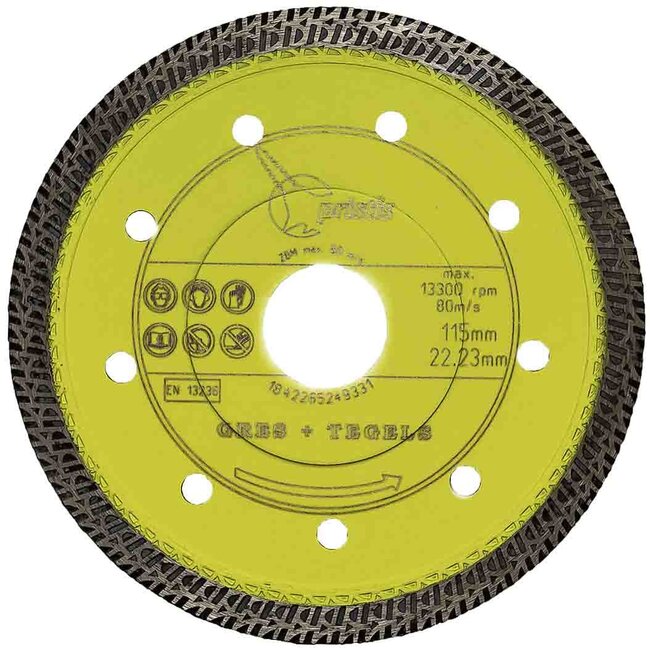 Diamantzaagblad 115/22,2mm x 1,4mm Gres - keramiek/graniet  geel