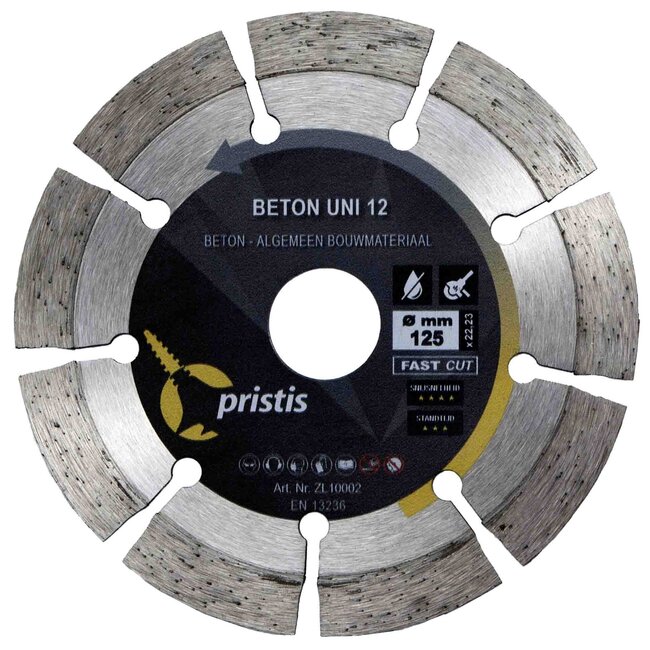 Diamantzaagblad 125/22,23 Pristis Beton Uni 12 36x2,2x12 9S Blank