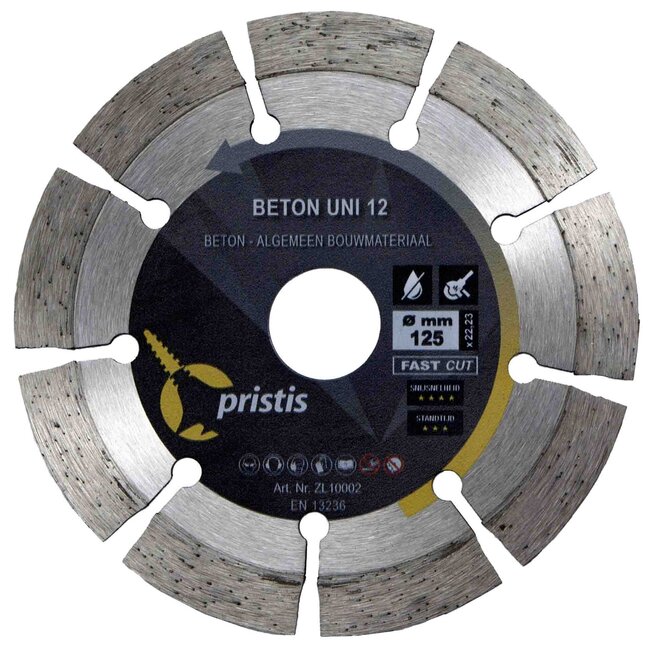 Diamantzaagblad 115/22,23 Pristis Beton Uni 12 33x1,7x12 8S Blank
