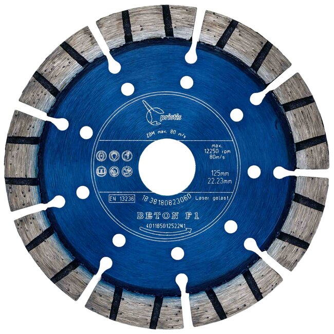 200/22,2mm Pristis Beton F1 turbo segment metallic blauw