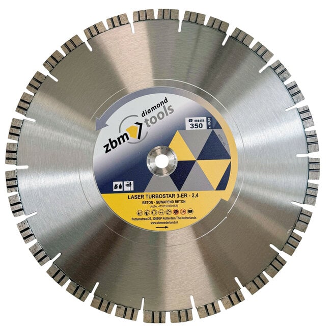 ZBM Diamondtools 350/15,88 Turbostar 3-ER Laser Beton 36 segm. 2,4x12mm blank