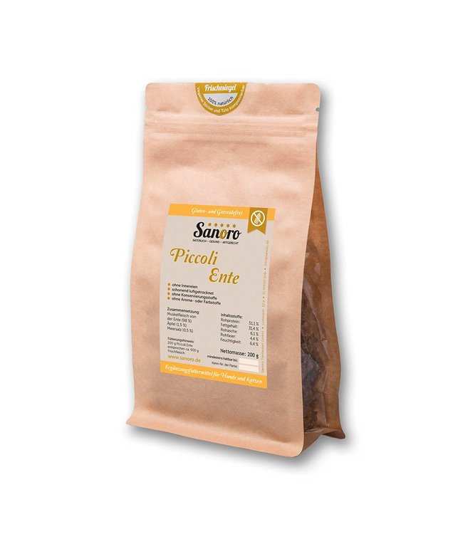 Luftgetrocknete Piccolis aus Fleisch von der Ente (200g)