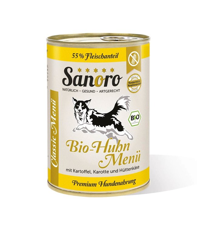 Classic Menü Bio-Huhn mit 55 % Fleischanteil,  Bio-Kartoffel und Bio-Karotte