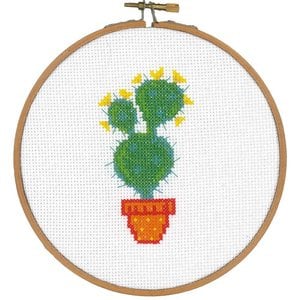 Vervaco Borduurpakket met ring cactus met gele bloem