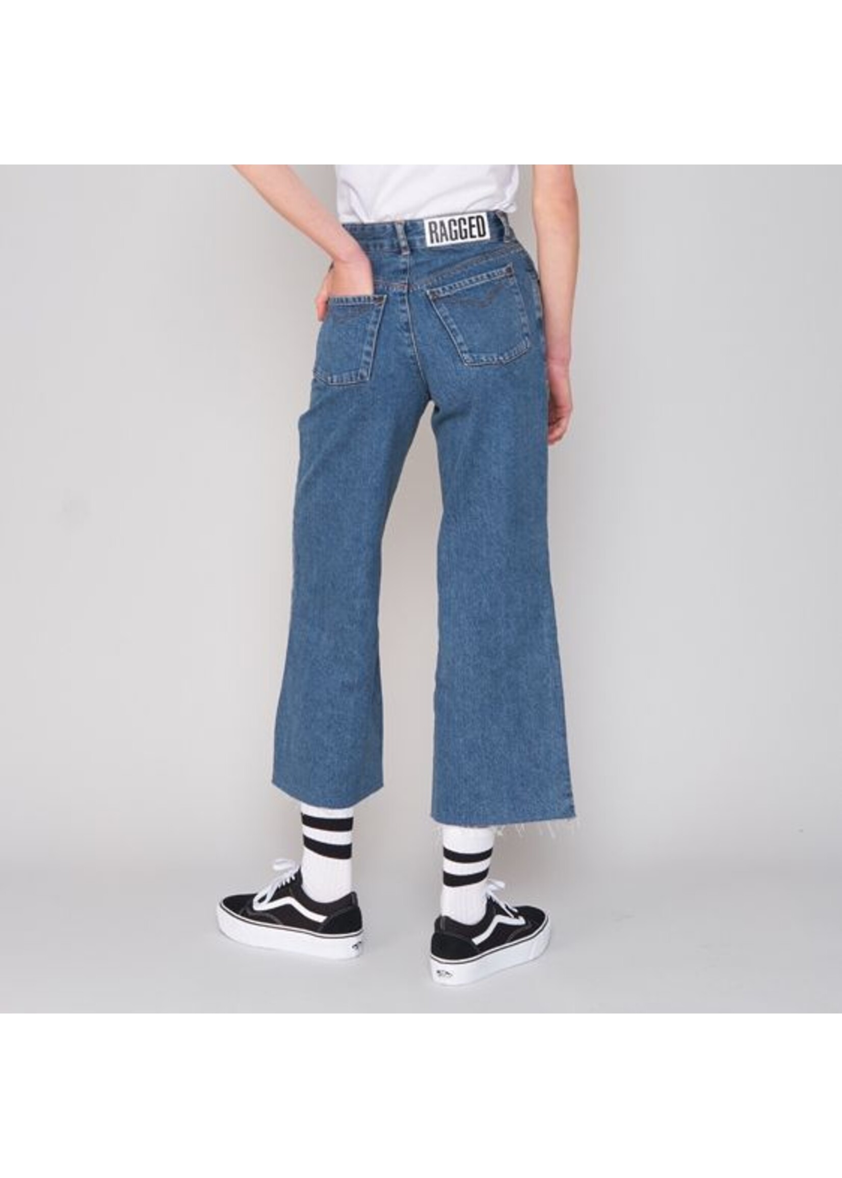 Weite verkürzte Jeans blau