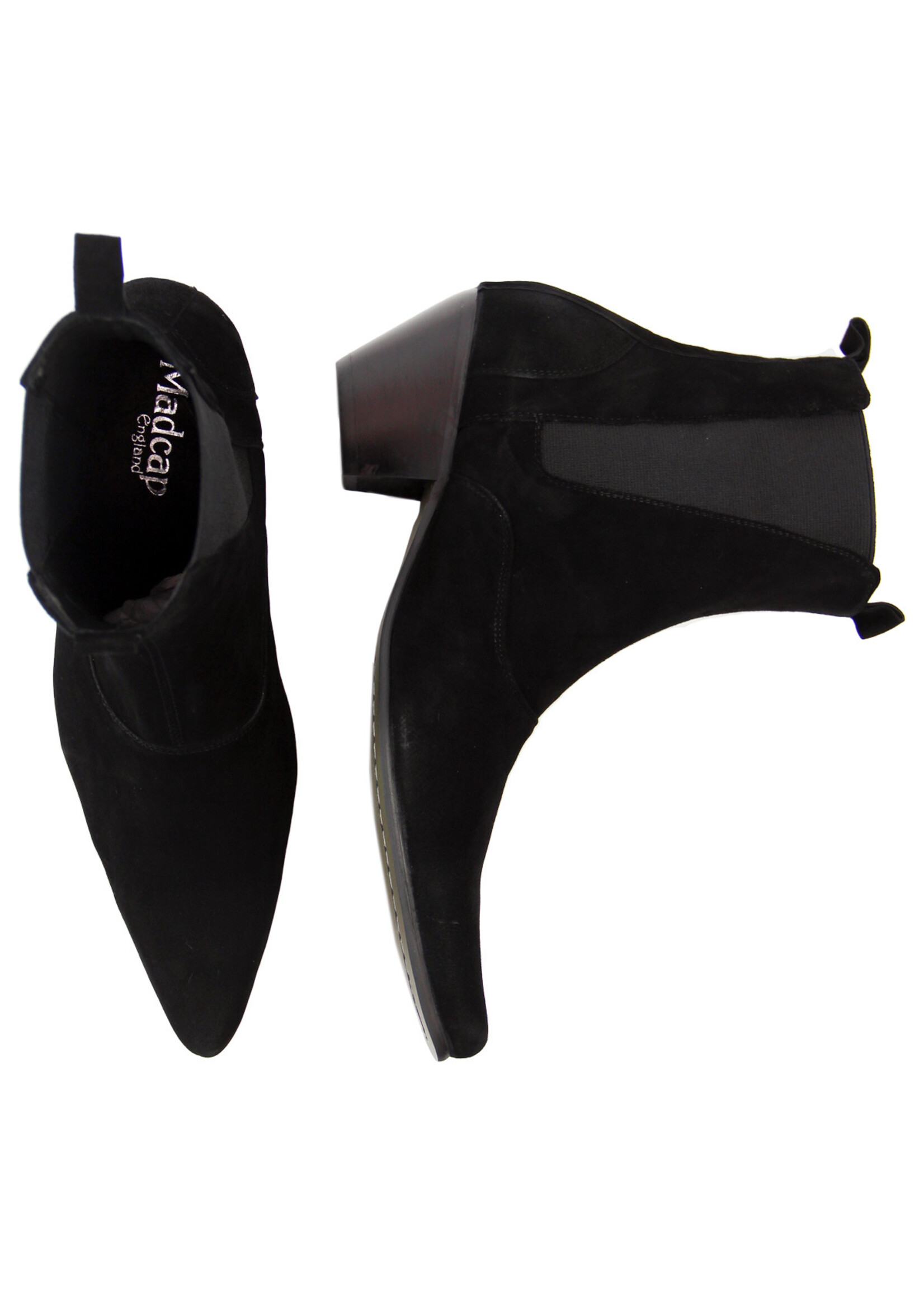 Outlaw Mod Chelsea Boots in schwazem Wildleder