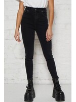 Schmale High Waist Jeans schwarz