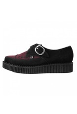 T.U.K. Footwear Suede Monk Buckle Pointed Creeper in Black and Burgundy