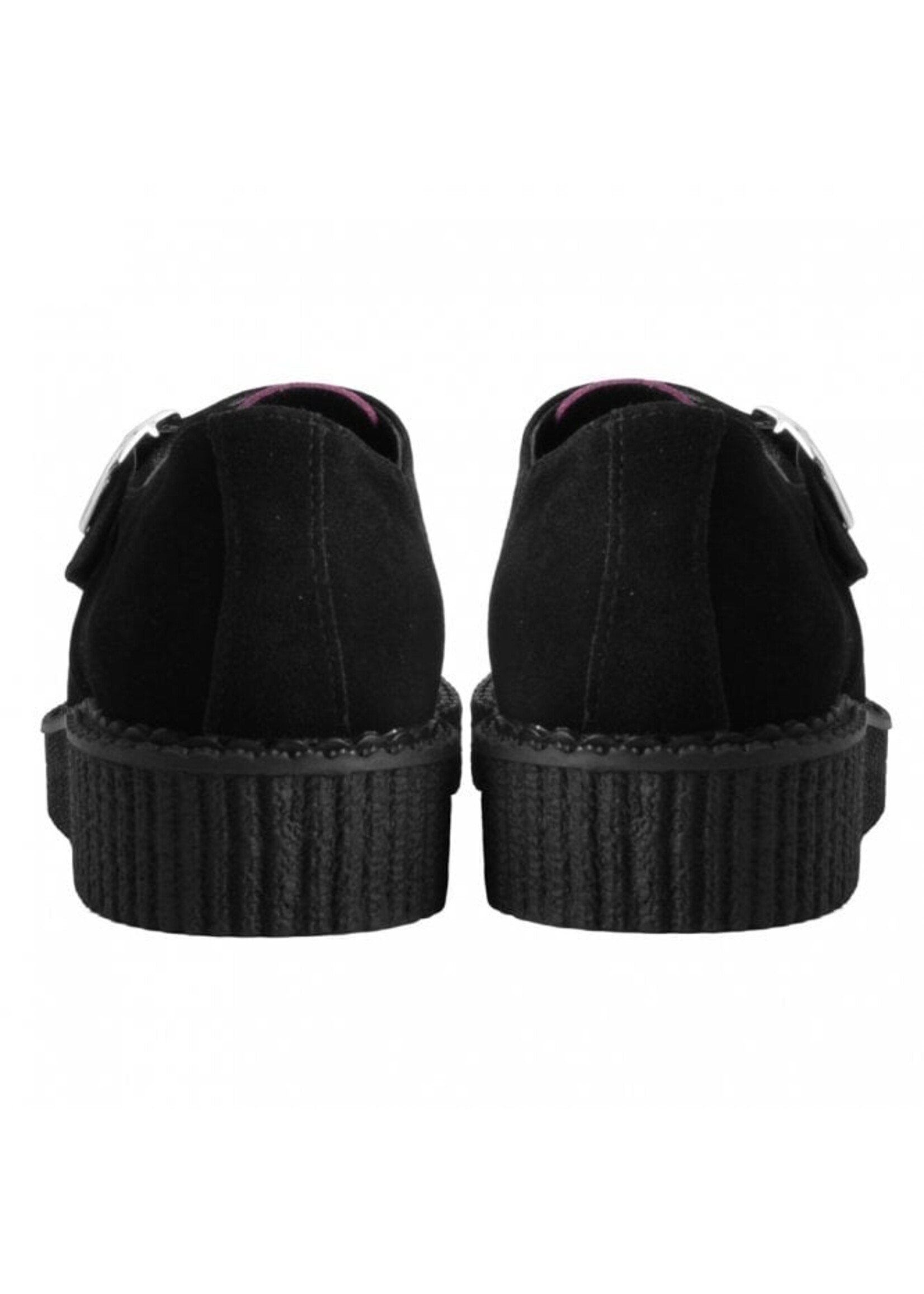 Suede Monk Buckle Pointed Creeper in Black and Burgundy