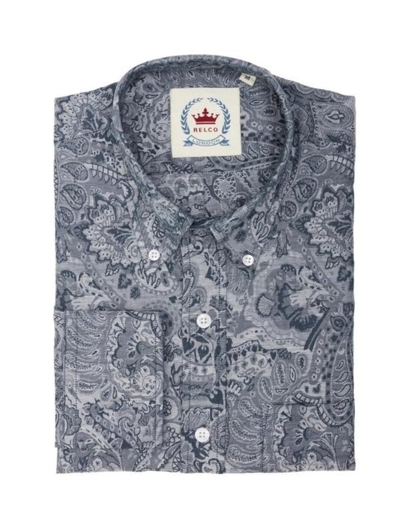 Relco London Hemd Paisley Grautöne