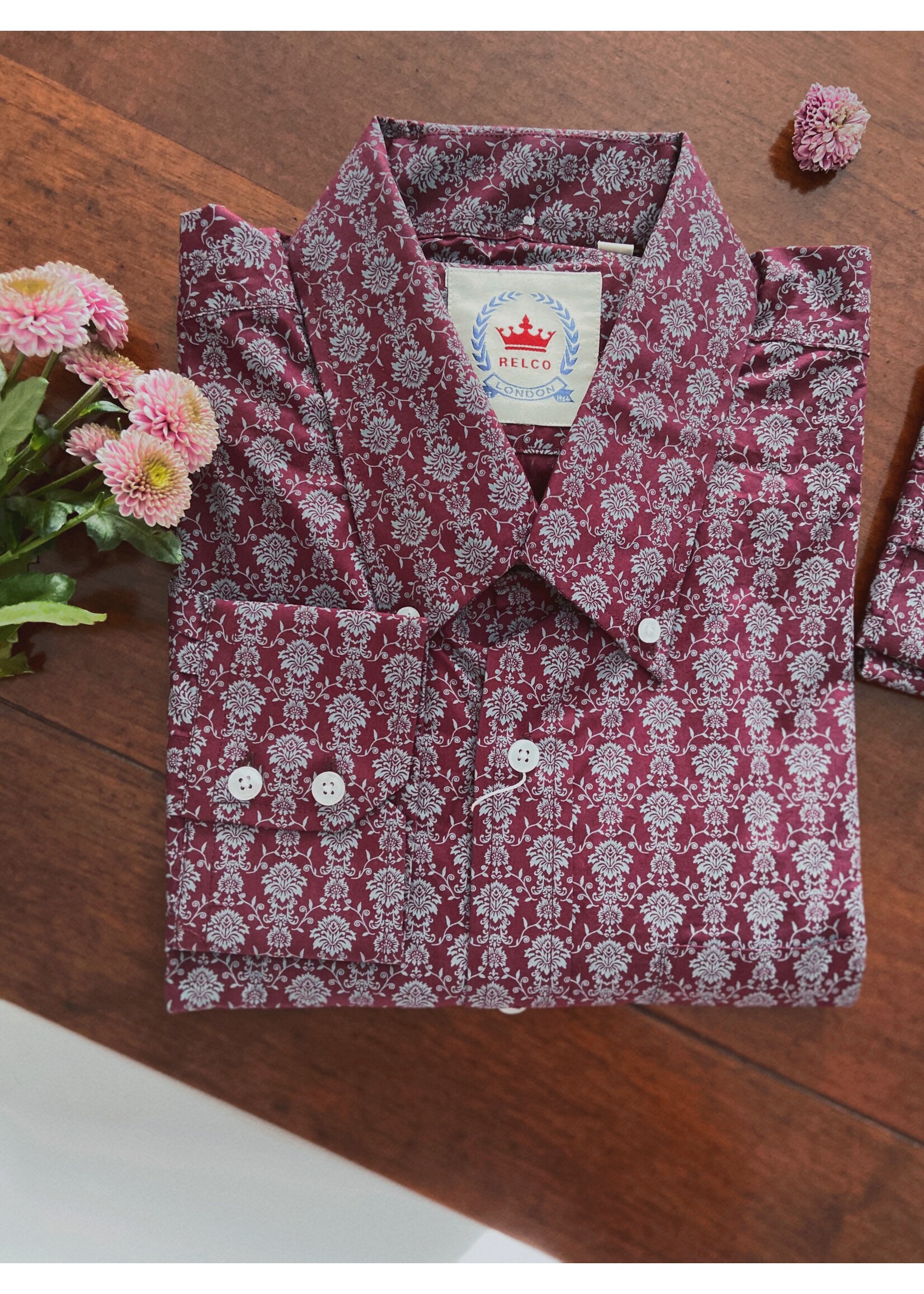 Hemd mit Blumenmuster in bordeaux