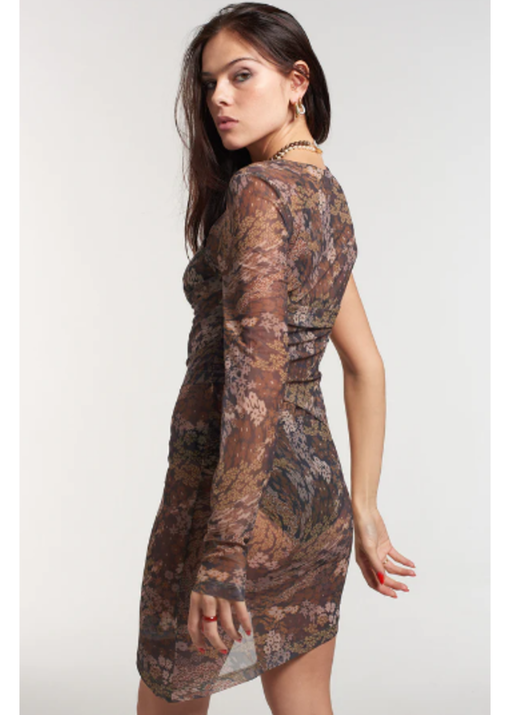 Asymmetrisches Mesh Kleid