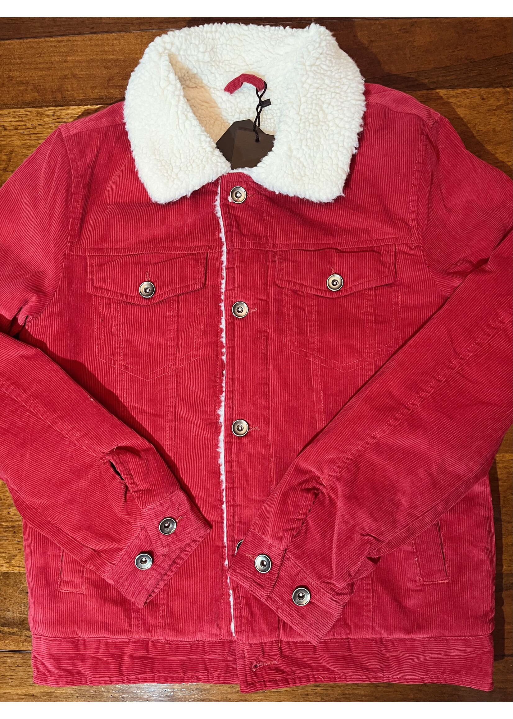 Jacke mit Teddyfell in rot