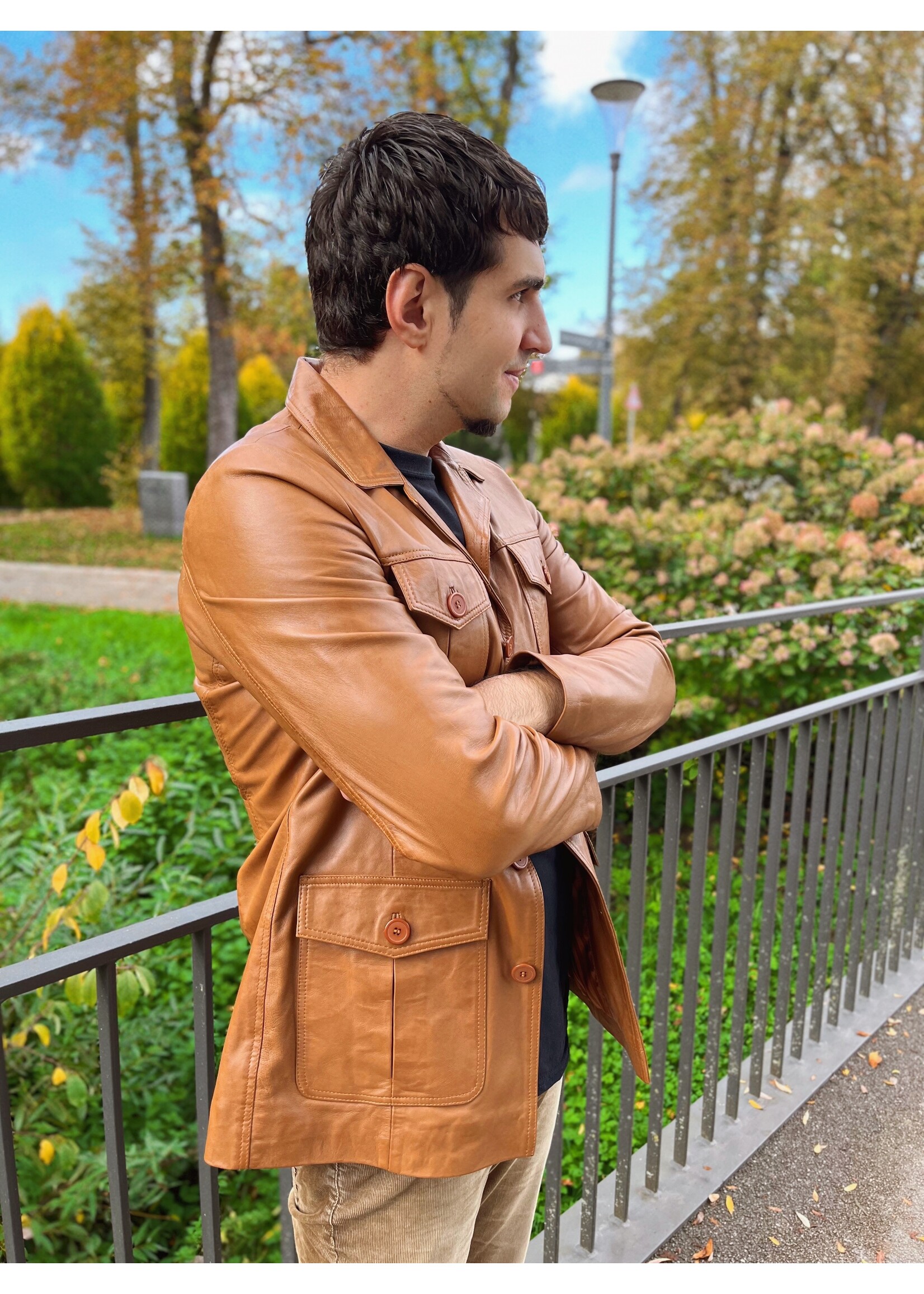 Lederjacke in hellbraun