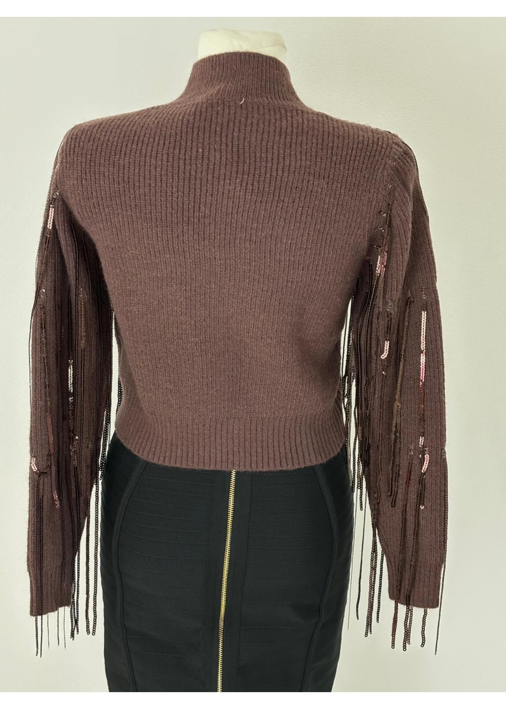 Pulli dunkelbraun mit Pailletten