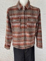 Fluffy Check Overshirt Jacket in Brown