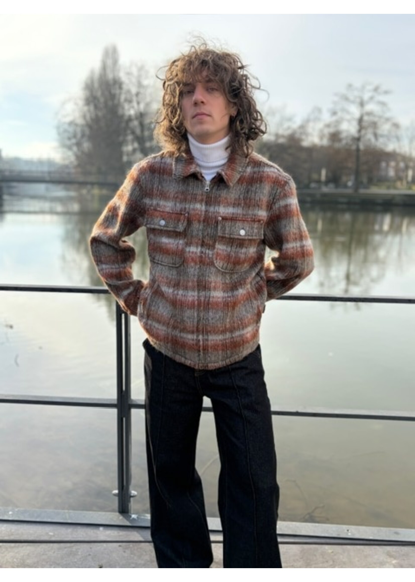 Check Overshirt Jacket in Brown