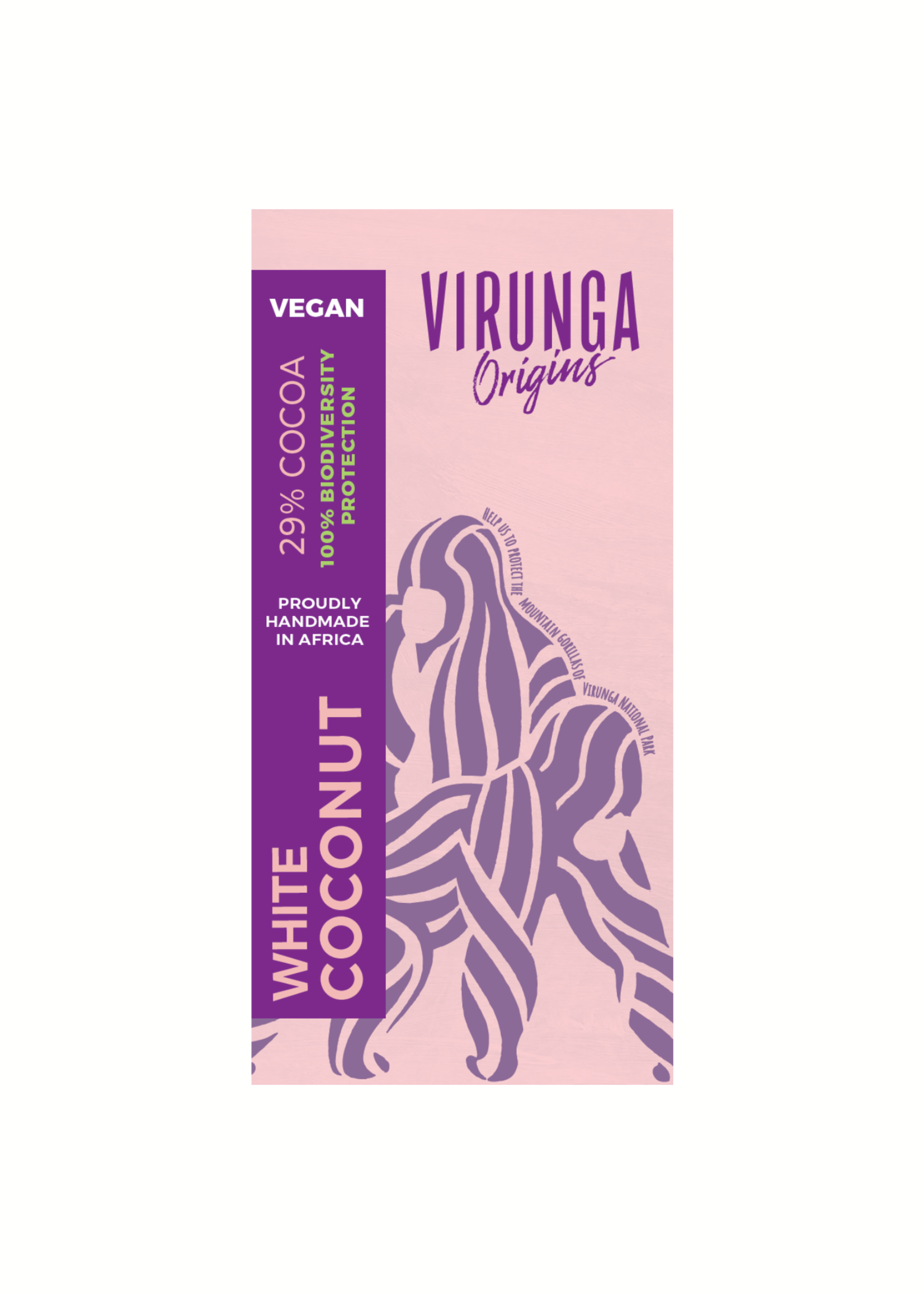 Virunga witte Chocoladereep 29% - witte Chocolade & Kokos vegan