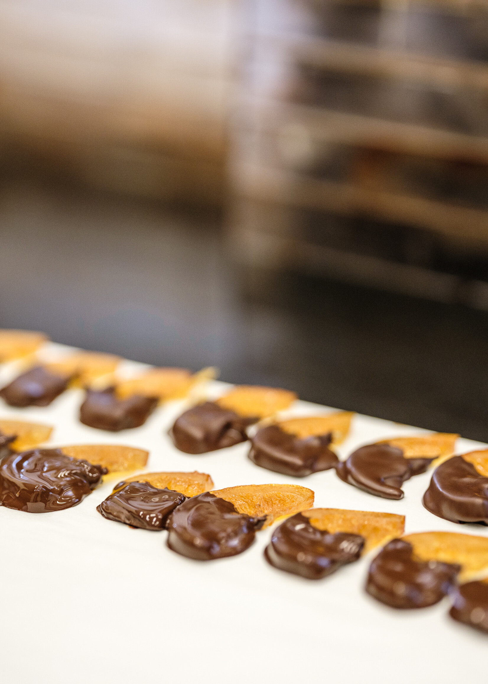 Orangettes slice dark chocolate