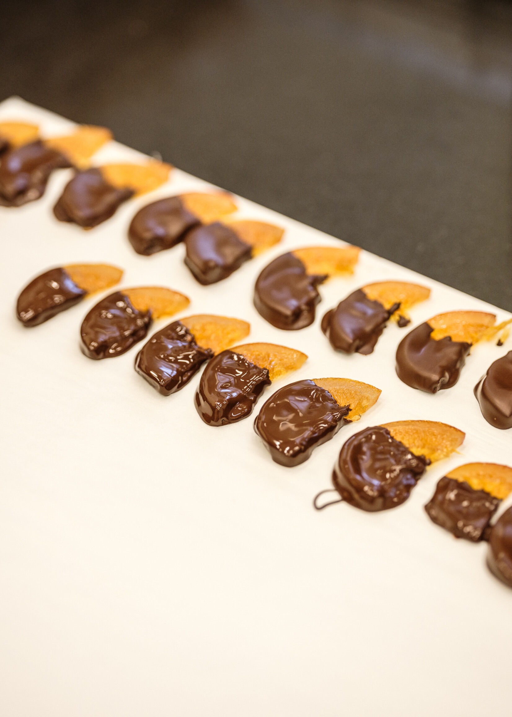 Orangettes slice dark chocolate
