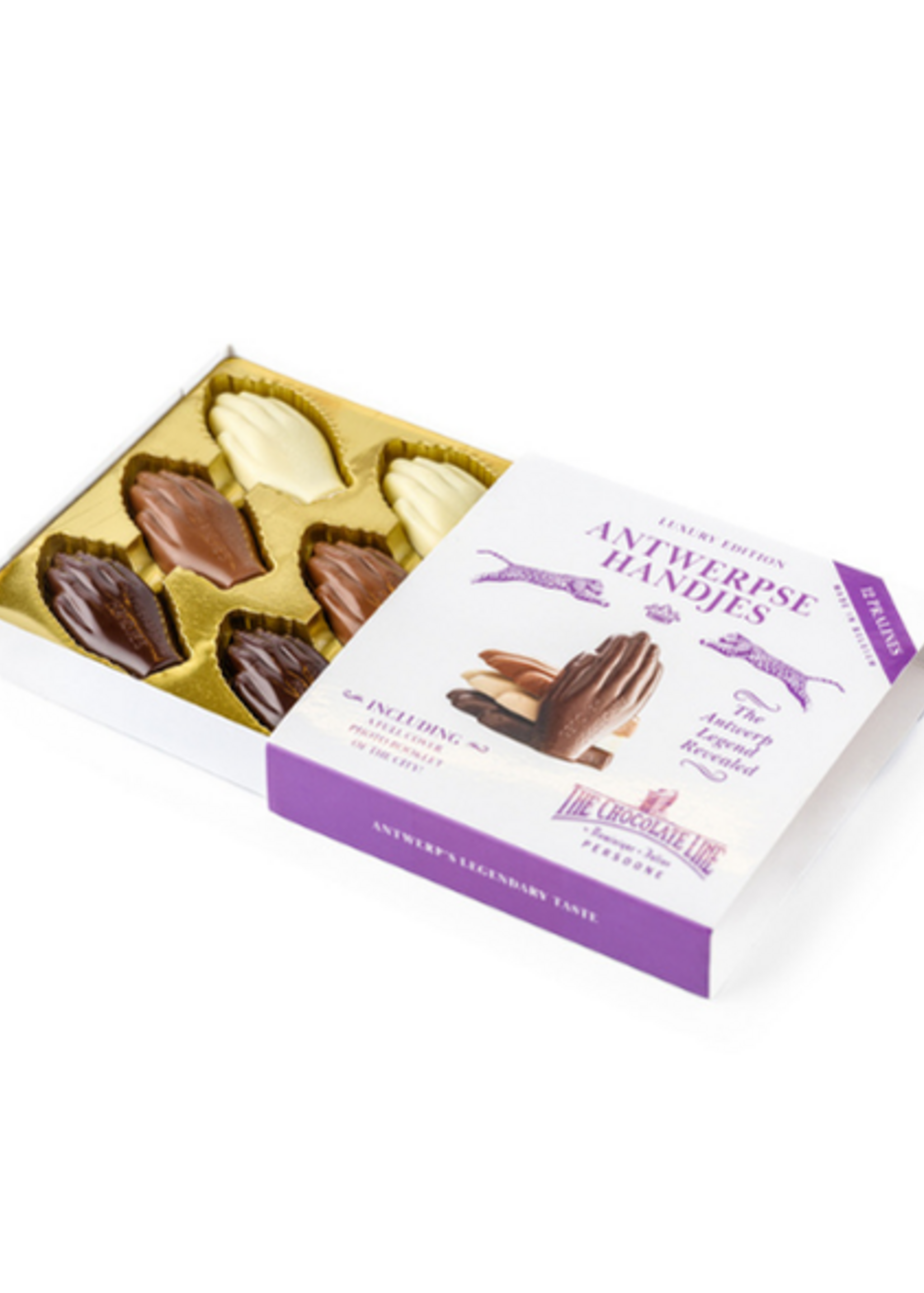 Assortiment van 12 pralines Antwerpse Handjes