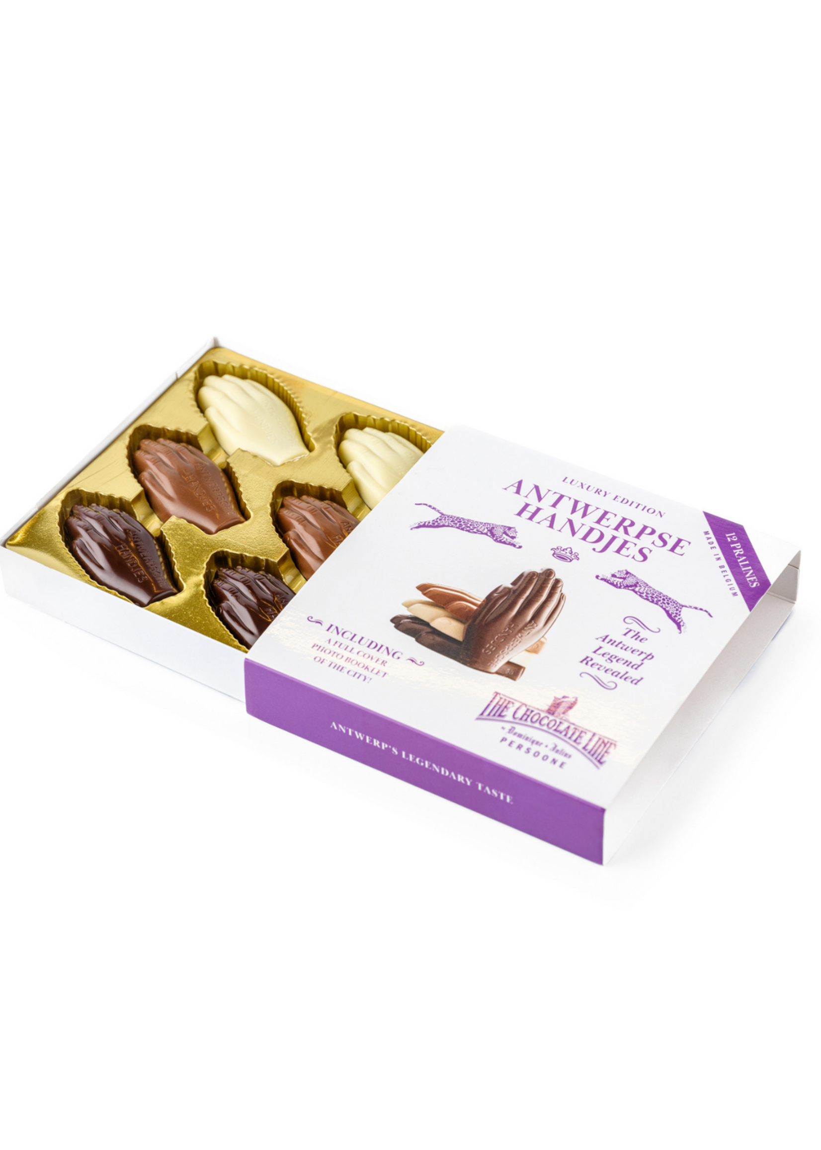 Assortiment van 12 pralines Antwerpse Handjes