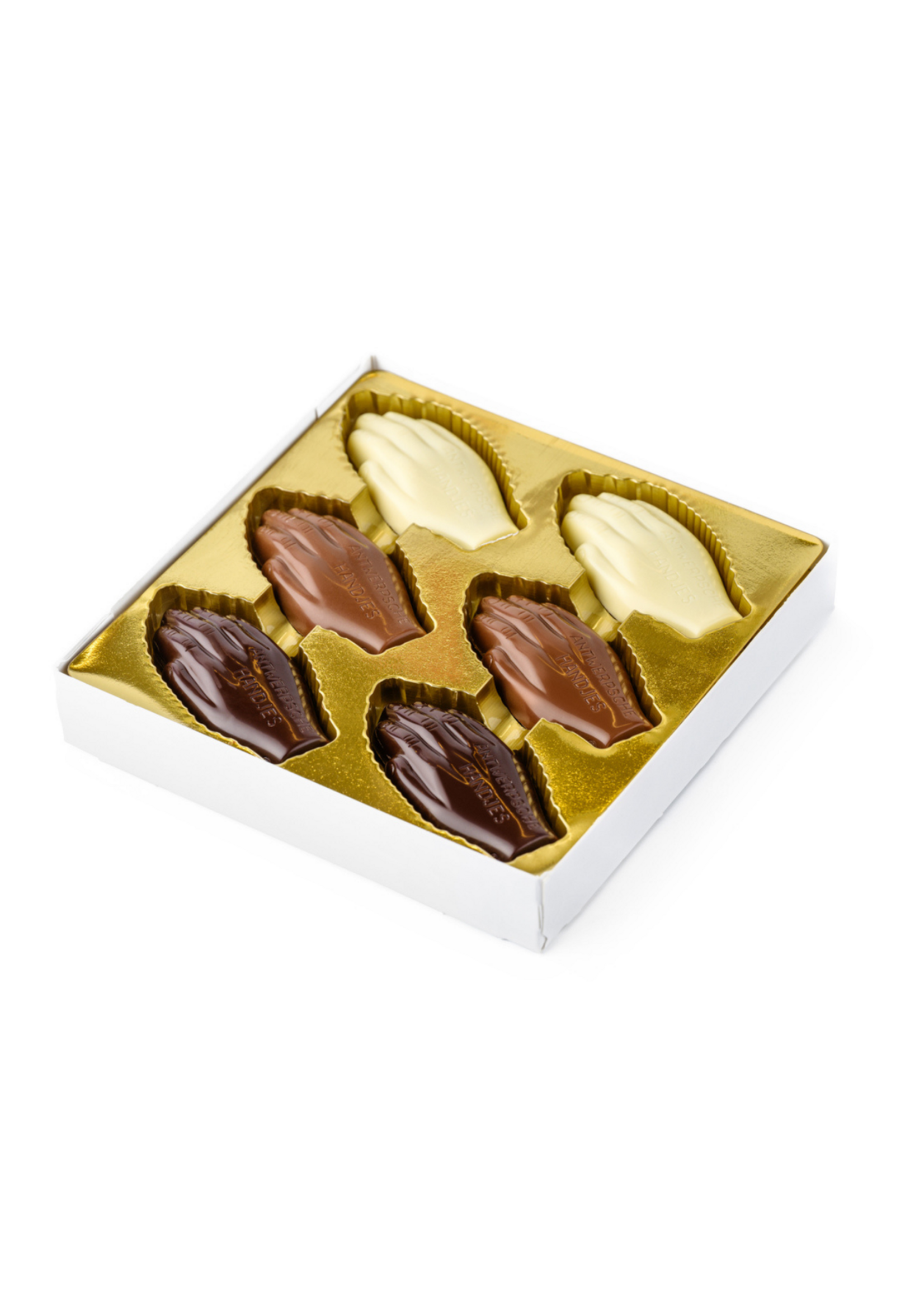 Assortiment van 12 pralines Antwerpse Handjes