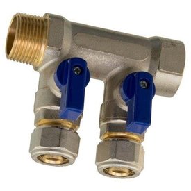 Iezy Verdeler  knelkoppeling 3/4" x 16-2.0 -2 uitgang blauw