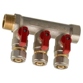 Iezy Verdeler  knel 3/4" x 16-2.0 -3 uitgang rood   tijdelijk uit voorraad