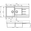 Spoelbak Noa 2bak / composiet zwart gespikkelde grafiet kukenspoelbak  /  Noa spoelbak