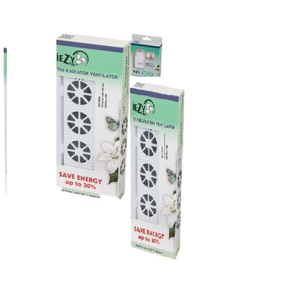 Iezy Iezy-fan radiatorventilator - Duoset- adapter Bespaar  op uw energierekening. Bovenin of op de radiator.