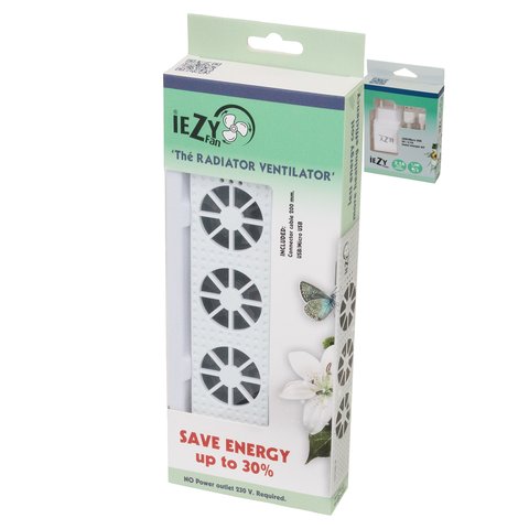 Iezy-fan radiatorventilator  + adapter- monoset/ Radiatorventilator met batterij voeding