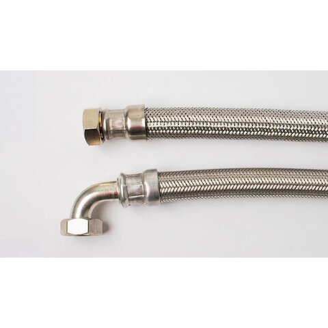 Aansluitslang inox  met dichting  elleboog 90° 1/2 F- 1/2F - 50 cm