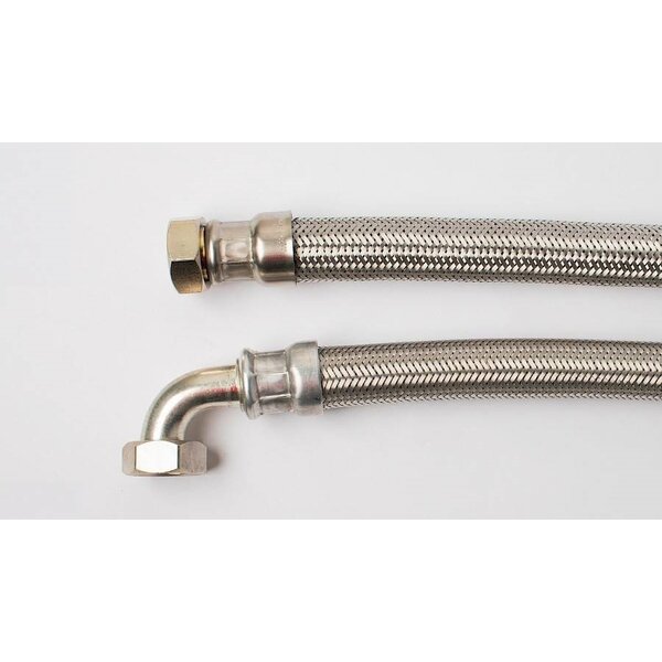 Levica Aansluitslang inox  met dichting  elleboog 90° 1/2 F- 1/2F - 50 cm