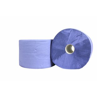 Maxirol 2-lgs | Industriepapier | Poetspapier | Industrierol | Blauw | 24cm x 340mtr. | 2 rollen | Premium