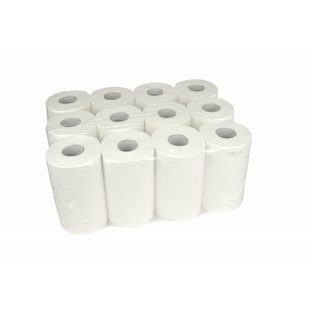 Handdoekrol | Wit | Mini | 12 st. | 1 lgs. | 120 mtr. | Hygiëne Papier
