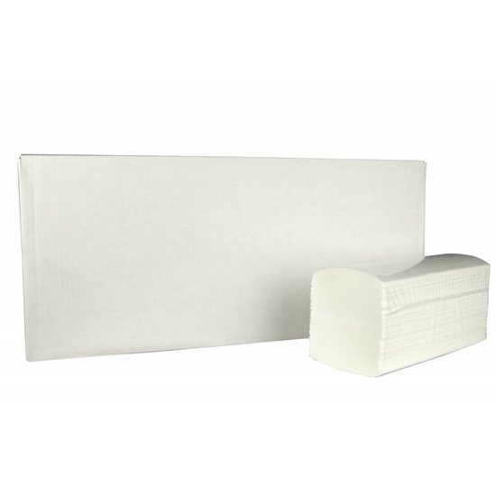 Huchem Witte Handdoekjes Interfold | 2000 st. | 3 lgs. | 42 x 22 cm | Hygiëne papier