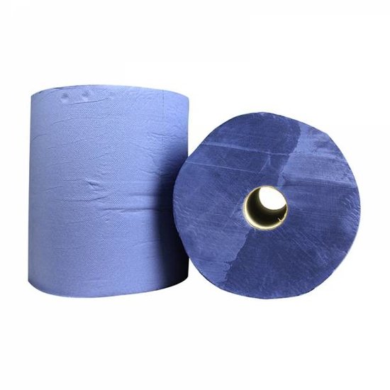 Huchem Poetspapier Blauw | 3-laags | 37 cm × 190 meter | 2 rollen | Premium | Cellulose | Industrierol