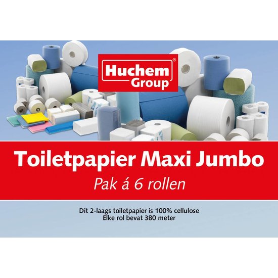 Huchem Toiletpapier | Maxi Jumbo | 6 rol | 380m | 2 lgs. | Hygiëne papier