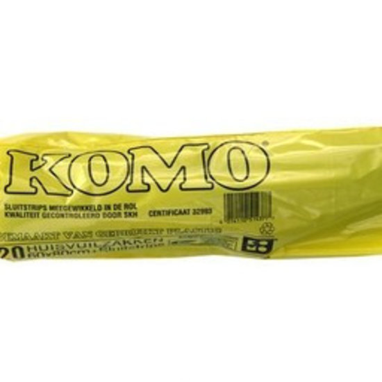 KOMO Vuilniszak 60×80 cm | Rol 20 stuks – 60L Huchem Professionele Afvalzakken