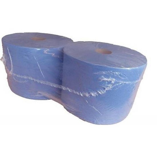 Huchem Poetspapier Blauw | Industrierol | 2 st. | 22cm | 3lgs. 360m | Cellulose | Melkvee