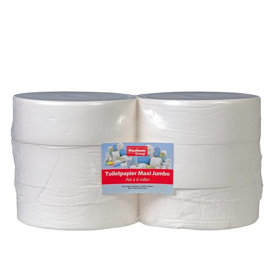 Huchem Maxi Jumbo Toiletpapier 2-laags – 6 Rollen van 360 Meter – Wit Cellulose