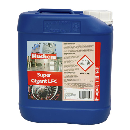 Huchem Super Gigant LFC 5L – Geconcentreerde Vloerreiniger & Ontvetter | Schrobmachine reinigingsmiddel | Floorpro | Zuigmachine | Ontvetter