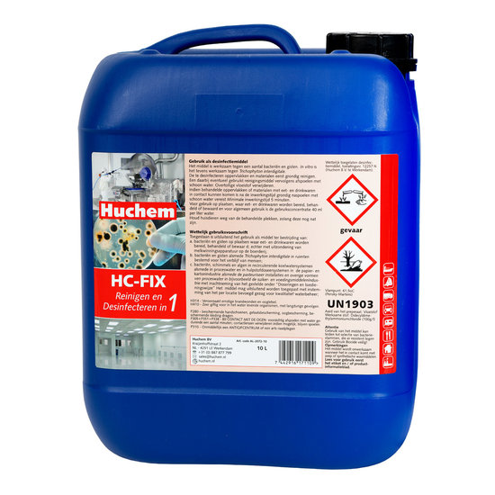 Huchem Desinfectiemiddel | 10 L | HC fix 2 in 1 | Reiniging & Desinfectie | Professioneel & Geconcentreerd