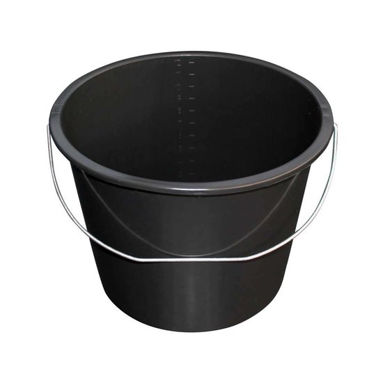 Huchem Goedkope zwarte emmer 10 L – sterke budgetbucket voor klus, huishoud & tuin