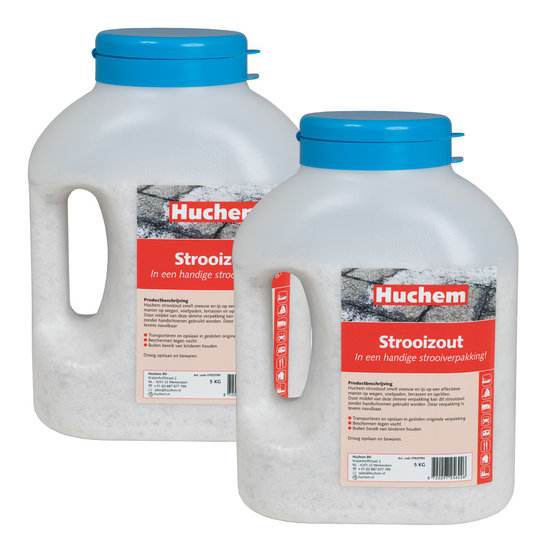 Huchem Strooizout in strooier | 5 kg | Hervulbaar  | Sneeuw | Ijzel  | Dooimiddel