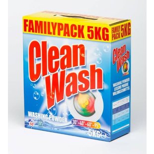 Clean Wash Waspoeder 5kg | ± > 50 Wasbeurten | Krachtig & Milieuvriendelijk voor witte en bonte was | Wasmiddel