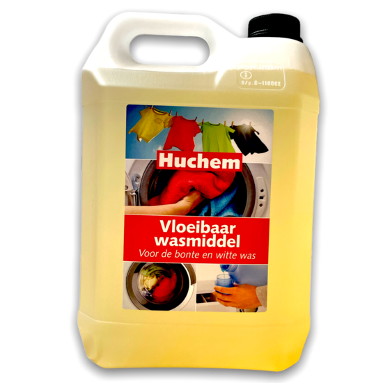 Huchem Vloeibaar Wasmiddel 5 L – Bont & Wit, >100 wasbeurten | Geconcentreerd