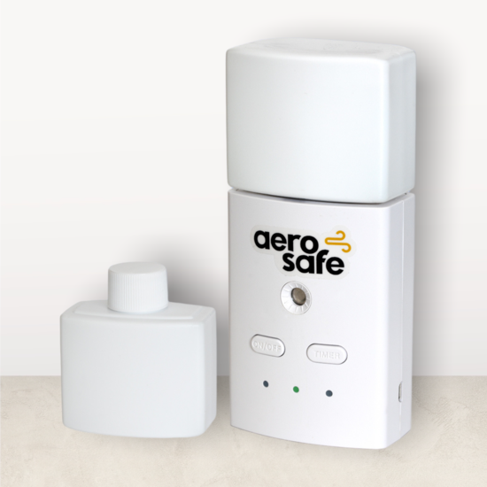 Roomspray | Desinfectie Spray | Automatisch | Aero Safe | Safe Air | Ziektekiemen | Allergenen | NSF | OECD