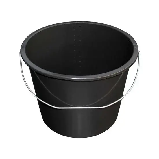 Huchem Zwarte bouwemmer 12 L – robuuste professionele bouwbucket | Robuust | Bucket | Professional | Specie | Stukadoor | Stevig